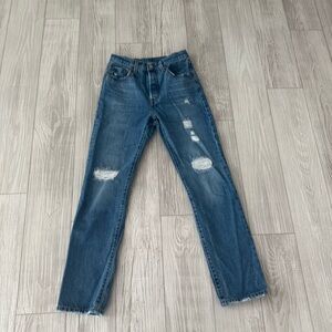 Levi's 501 Blue Denim women’s Jeans with Brown Leather Patch, W25 L30